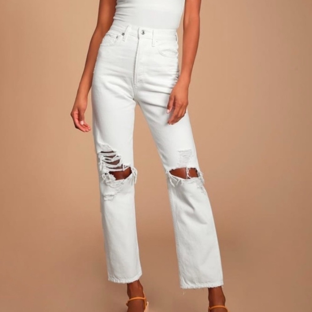 AGOLDE 90’s Jean White Distressed Loose Fit Size 26 NWT